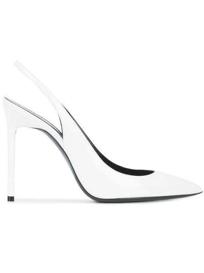 Shop Saint Laurent Anja 105 Slingback Pumps In White