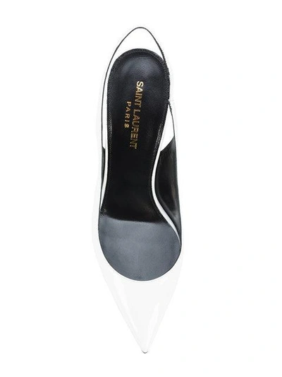 Shop Saint Laurent Anja 105 Slingback Pumps In White