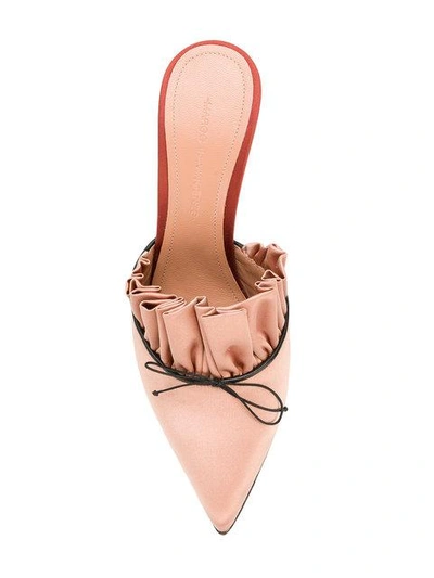 Shop Marco De Vincenzo Ruffled Pointed Toe Mules In Neutrals