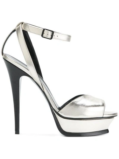 Shop Saint Laurent Tribute Sandals In Metallic