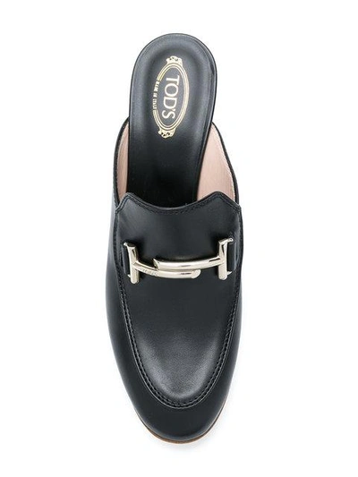 Shop Tod's Chunky Heeled Mules In Black