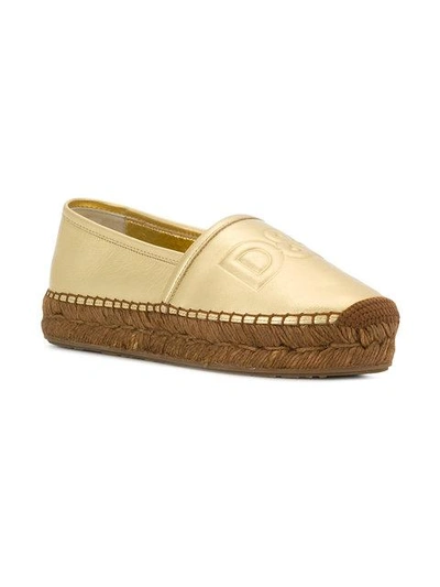 Shop Dolce & Gabbana Logo Stamp Espadrilles In Metallic