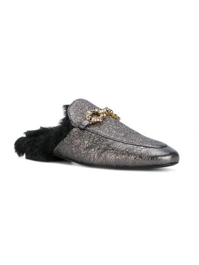 Shop Caruso Embellished Fur Mules In Black