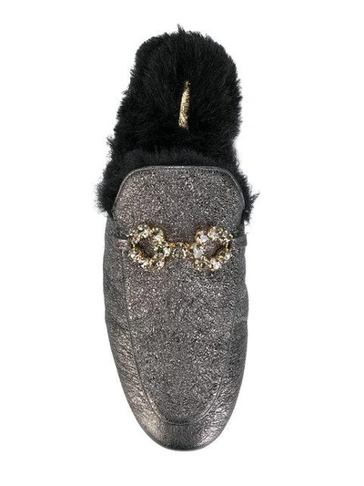 Shop Caruso Embellished Fur Mules In Black