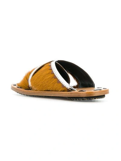 Shop Marni Metallic Trim Sandals In Brown