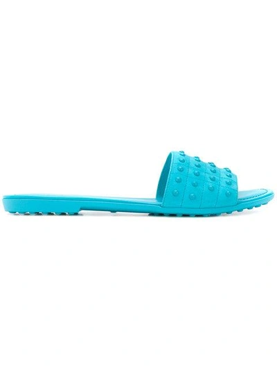 Shop Tod's Studded Slides - Blue