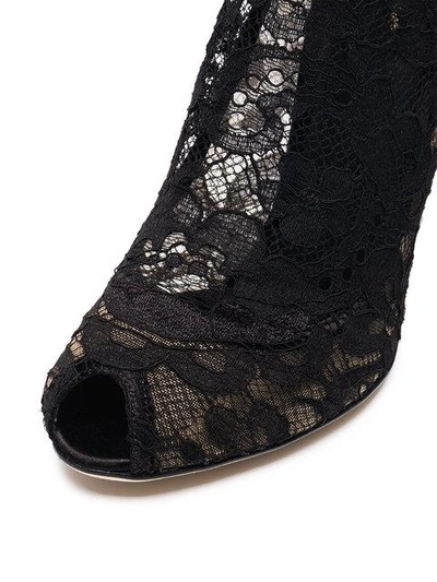 Shop Dolce & Gabbana Black 110 Lace Peep Toe Ankle Boots In 8b956 Black