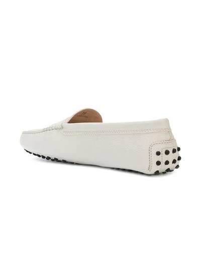 Shop Tod's Pebbled Loafers In White