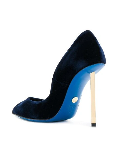 Shop Loriblu Velvet Stiletto Pumps In Black