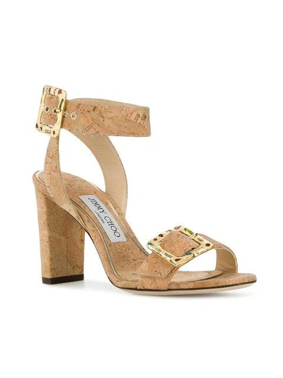 Shop Jimmy Choo Dacha 85 Sandals In Neutrals