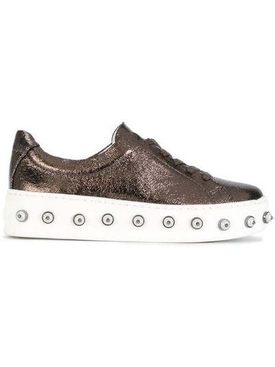 Shop Schutz Studded Sole Sneakers In Metallic