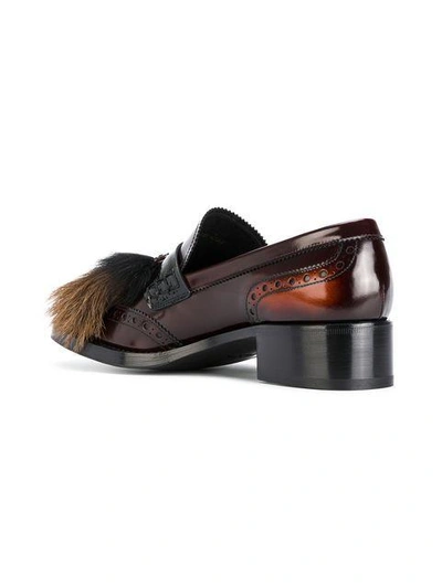 Shop Prada Buckled Loafers - Brown