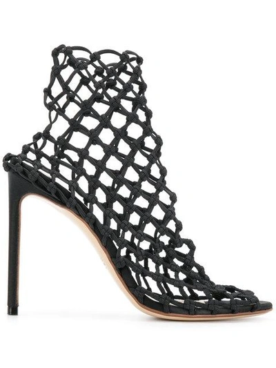 Shop Francesco Russo Net Sandals In Black