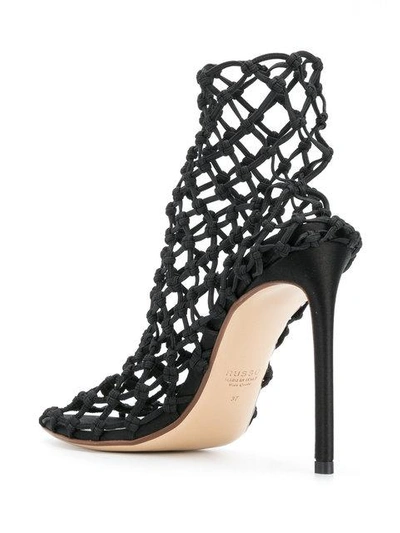 Shop Francesco Russo Net Sandals In Black