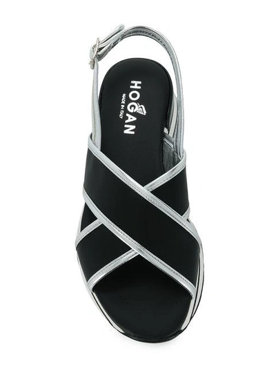 Shop Hogan Crossover Flatform Sandals In Black