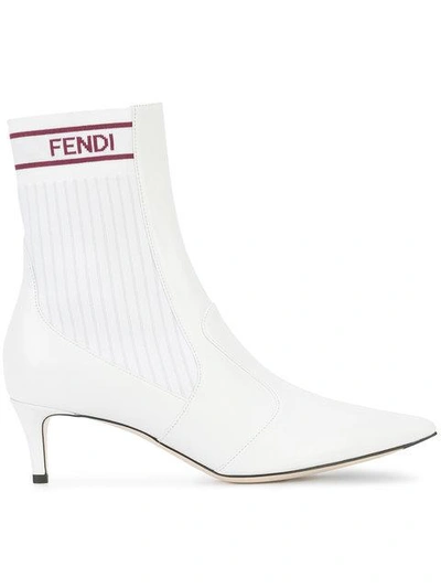 Shop Fendi Rockoko Ankle Boots - White