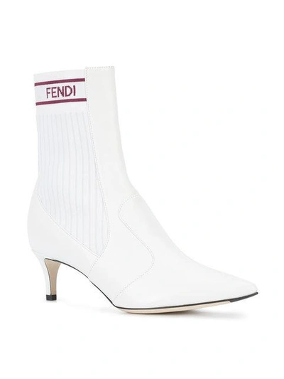 Shop Fendi Rockoko Ankle Boots - White