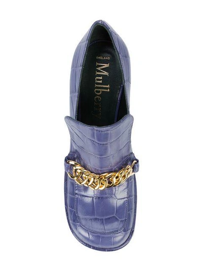 Shop Mulberry Crocodile Embossed Chain Loafers