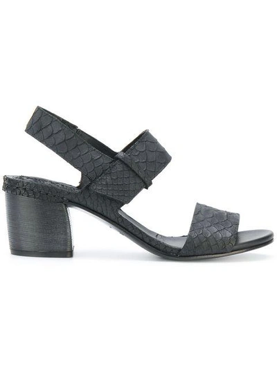Shop Del Carlo Snakeskin Effect Sandals - Black