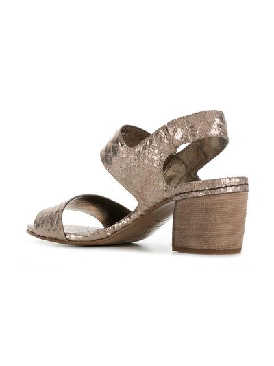 Shop Del Carlo 10119 Snake Embossed Sandals In Metallic