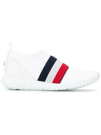Shop Moncler Slip-on Stripe Front Sneakers In White