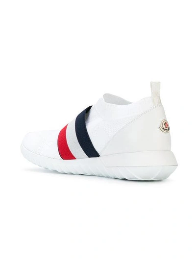 Shop Moncler Slip-on Stripe Front Sneakers In White