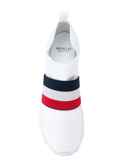 Shop Moncler Slip-on Stripe Front Sneakers In White
