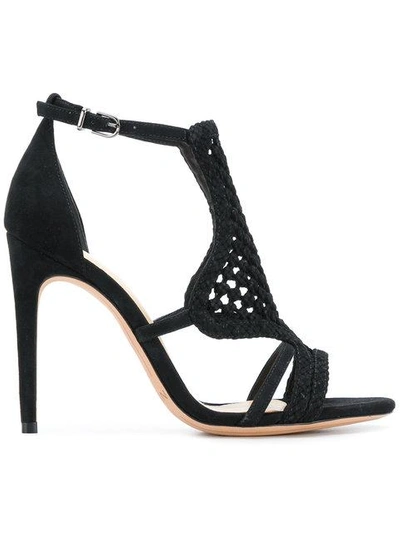 Shop Alexandre Birman Cut-out Detail Woven Sandals In Black