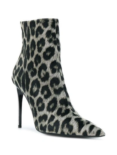Shop Stella Mccartney Leopard Pattern Stiletto Boots - Black
