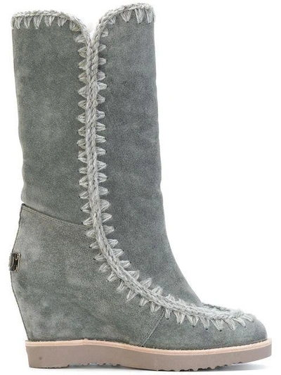 Shop Mou Wedged Eskimo Boots - Grey