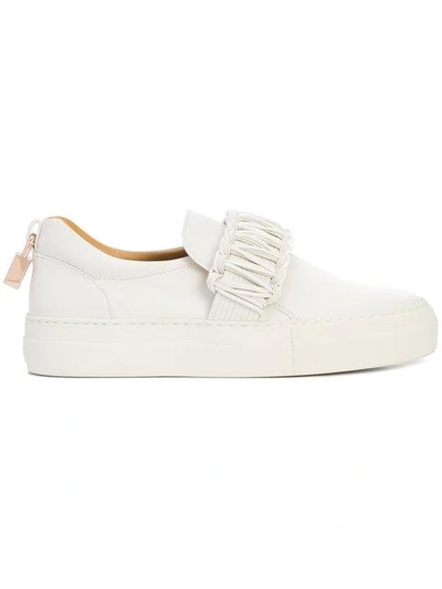 Shop Buscemi Braided-detail Slip-on Sneakers In White