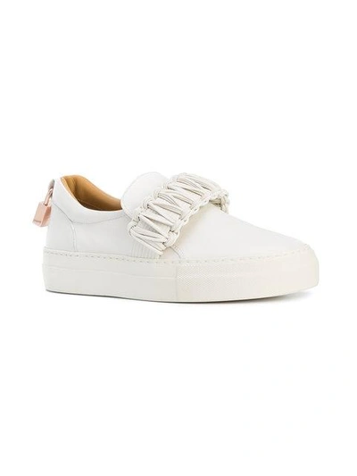 Shop Buscemi Braided-detail Slip-on Sneakers In White
