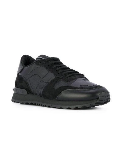 Shop Valentino Garavani Camouflage Rockrunner Sneakers In Black