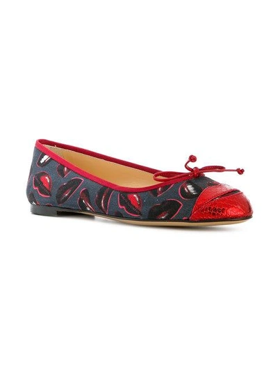 Shop Charlotte Olympia Kiss Me Darcy! Ballerinas In Blue