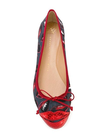 Shop Charlotte Olympia Kiss Me Darcy! Ballerinas In Blue