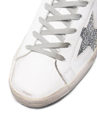 Shop Golden Goose White Crystal Superstar Leather Sneakers