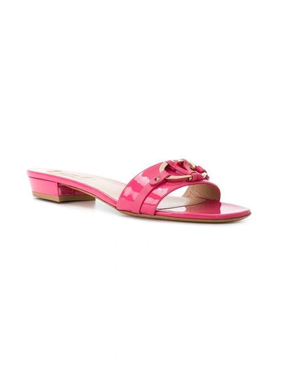 Shop Valentino Garavani Rockstud V-rivet Sandals - Pink