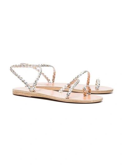 Shop Ancient Greek Sandals Silver Eleftheria Leather Sandals In Metallic