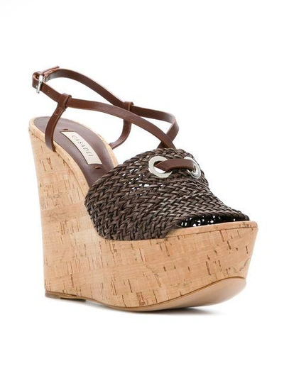 Shop Casadei Platform Wedge Sandals