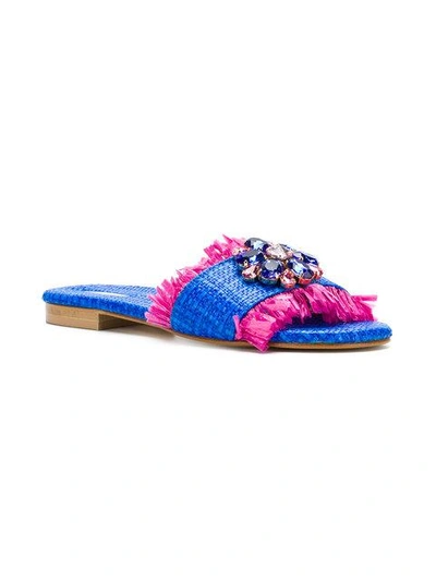 Shop Emanuela Caruso Floral Embellished Sandals In Blue