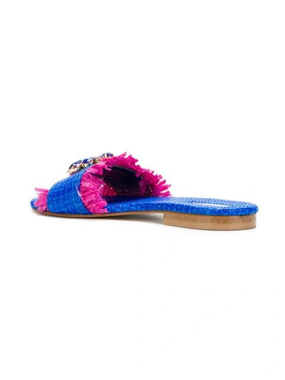 Shop Emanuela Caruso Floral Embellished Sandals In Blue