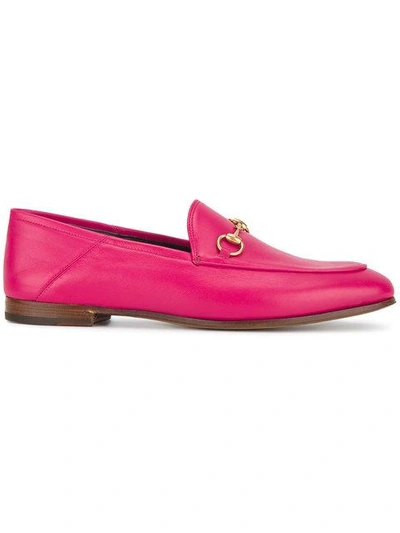 Shop Gucci Fuchsia Pink Brixton Leather Loafers