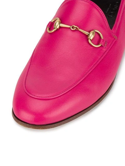 Shop Gucci Fuchsia Pink Brixton Leather Loafers