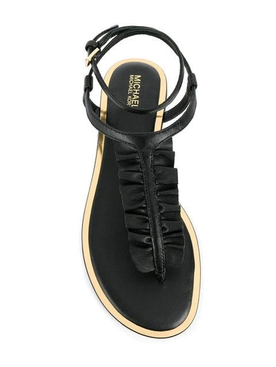 Shop Michael Michael Kors Bella Ruffled T-bar Sandals In Black