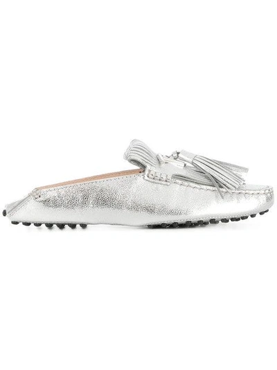 Tod's Gommino Metallic Leather Slippers
