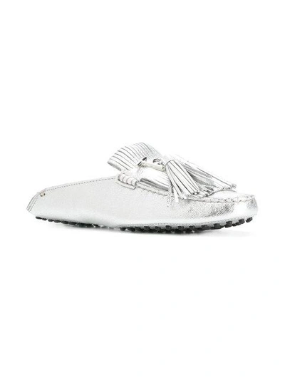 Tod's Gommino Metallic Leather Slippers