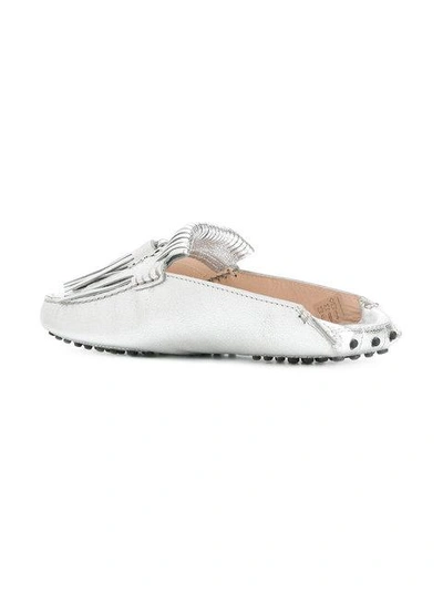 Tod's Gommino Metallic Leather Slippers