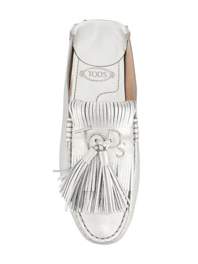 Tod's Gommino Metallic Leather Slippers