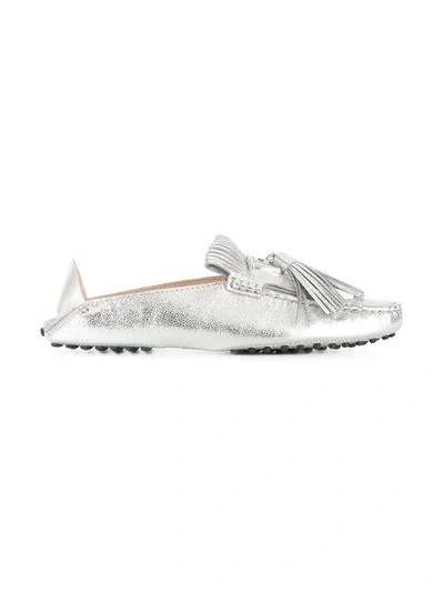 Tod's Gommino Metallic Leather Slippers