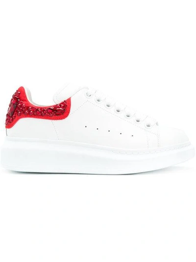 Shop Alexander Mcqueen Embellished Oversized Sneakers In White